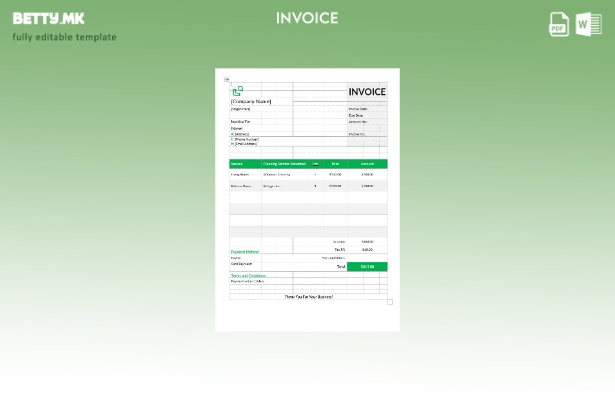 Шаблон за фактура за услуга за чистење куќа во модерен стил